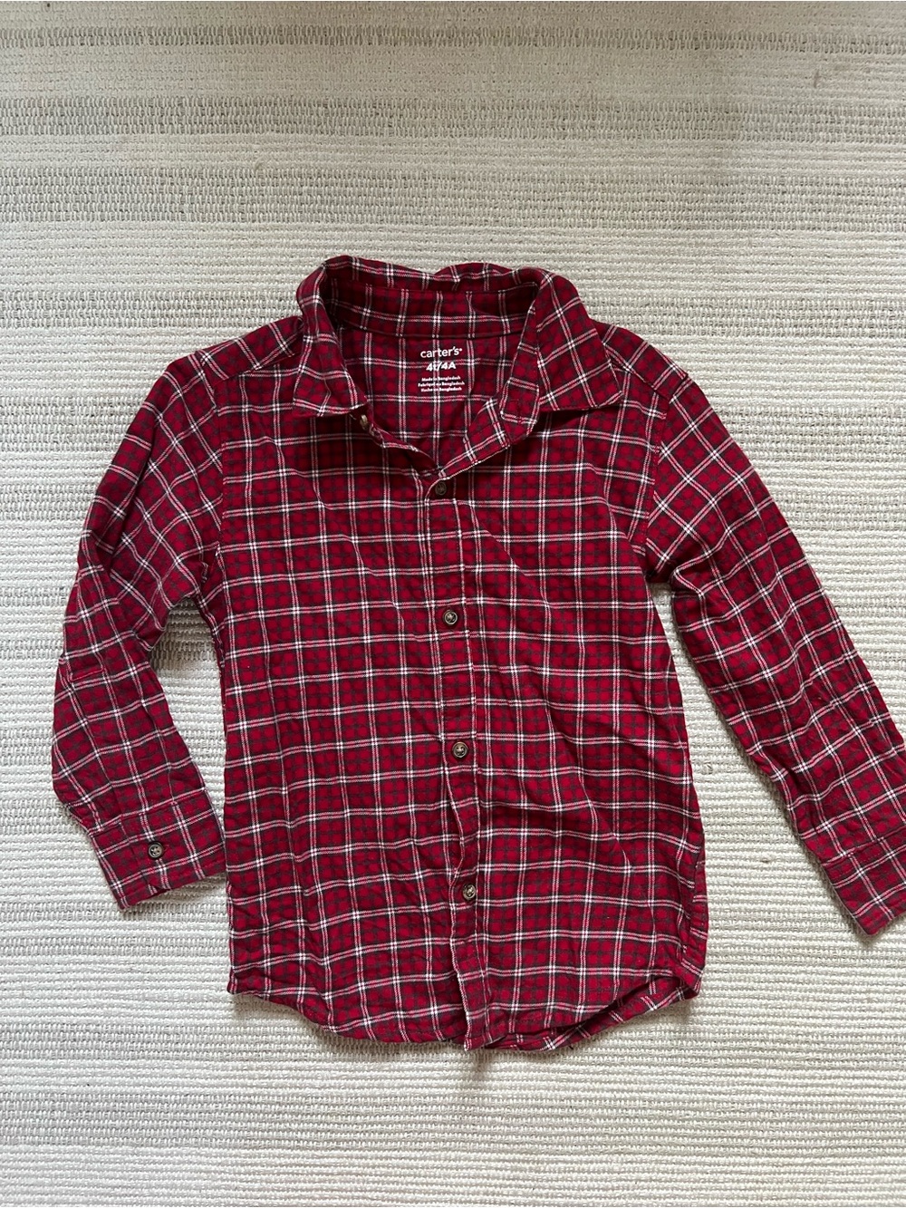 Carter's Red and White Plaid Button-Down Shirt for Kids 4T